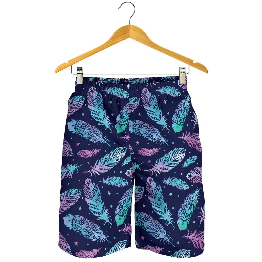 Feather Aztec Design Print Mens Shorts-JTAMIGO.COM