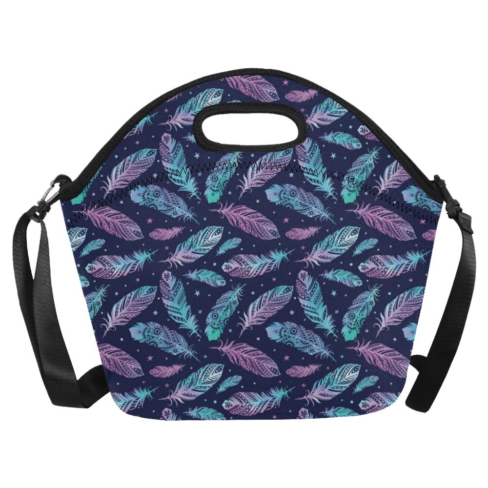 Feather Aztec Design Print Neoprene Lunch Bag (Model 1669)(Large)-JTAMIGO.COM