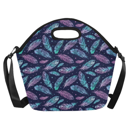 Feather Aztec Design Print Neoprene Lunch Bag (Model 1669)(Large)-JTAMIGO.COM