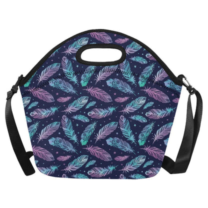 Feather Aztec Design Print Neoprene Lunch Bag (Model 1669)(Large)-JTAMIGO.COM