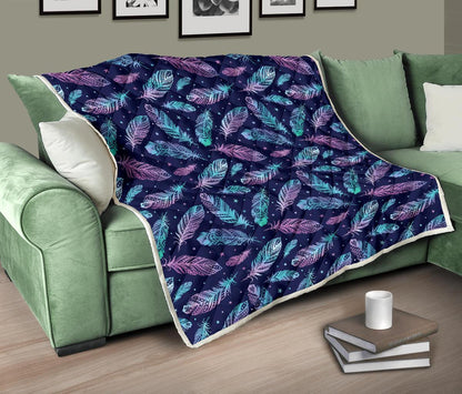 Feather Aztec Design Print Premium Quilt-JTAMIGO.COM