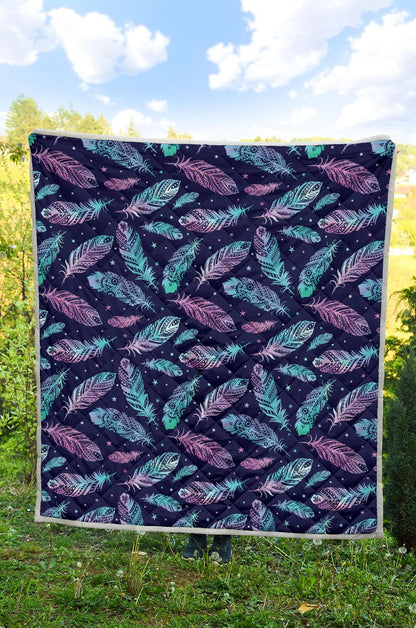 Feather Aztec Design Print Premium Quilt-JTAMIGO.COM