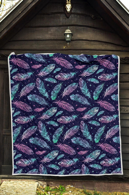 Feather Aztec Design Print Premium Quilt-JTAMIGO.COM