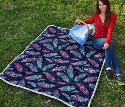 Feather Aztec Design Print Premium Quilt-JTAMIGO.COM