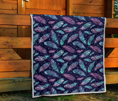 Feather Aztec Design Print Premium Quilt-JTAMIGO.COM