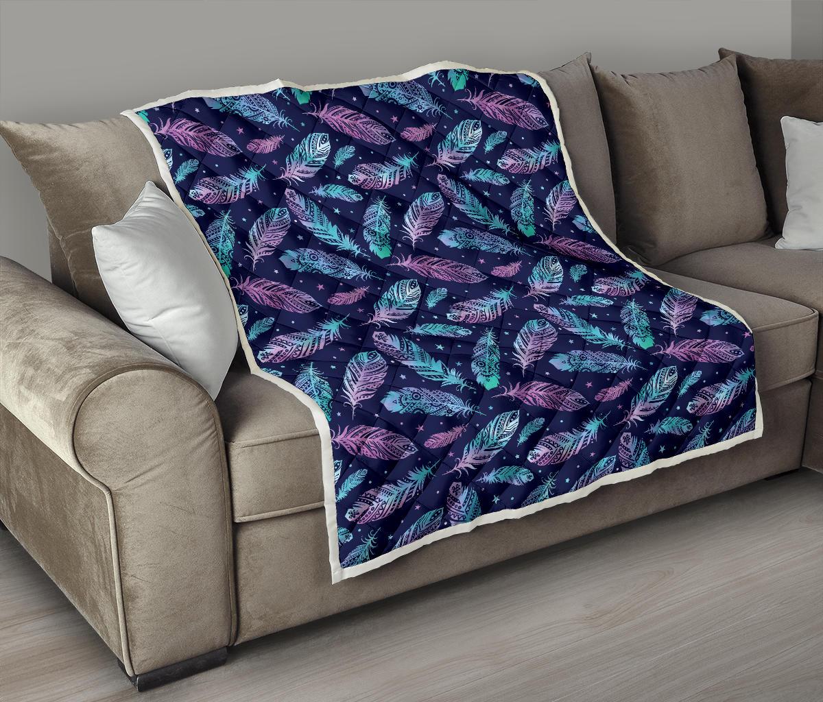 Feather Aztec Design Print Premium Quilt-JTAMIGO.COM