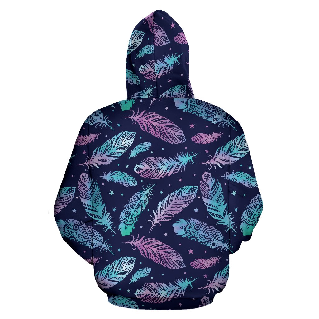 Feather Aztec Design Print Pullover Hoodie