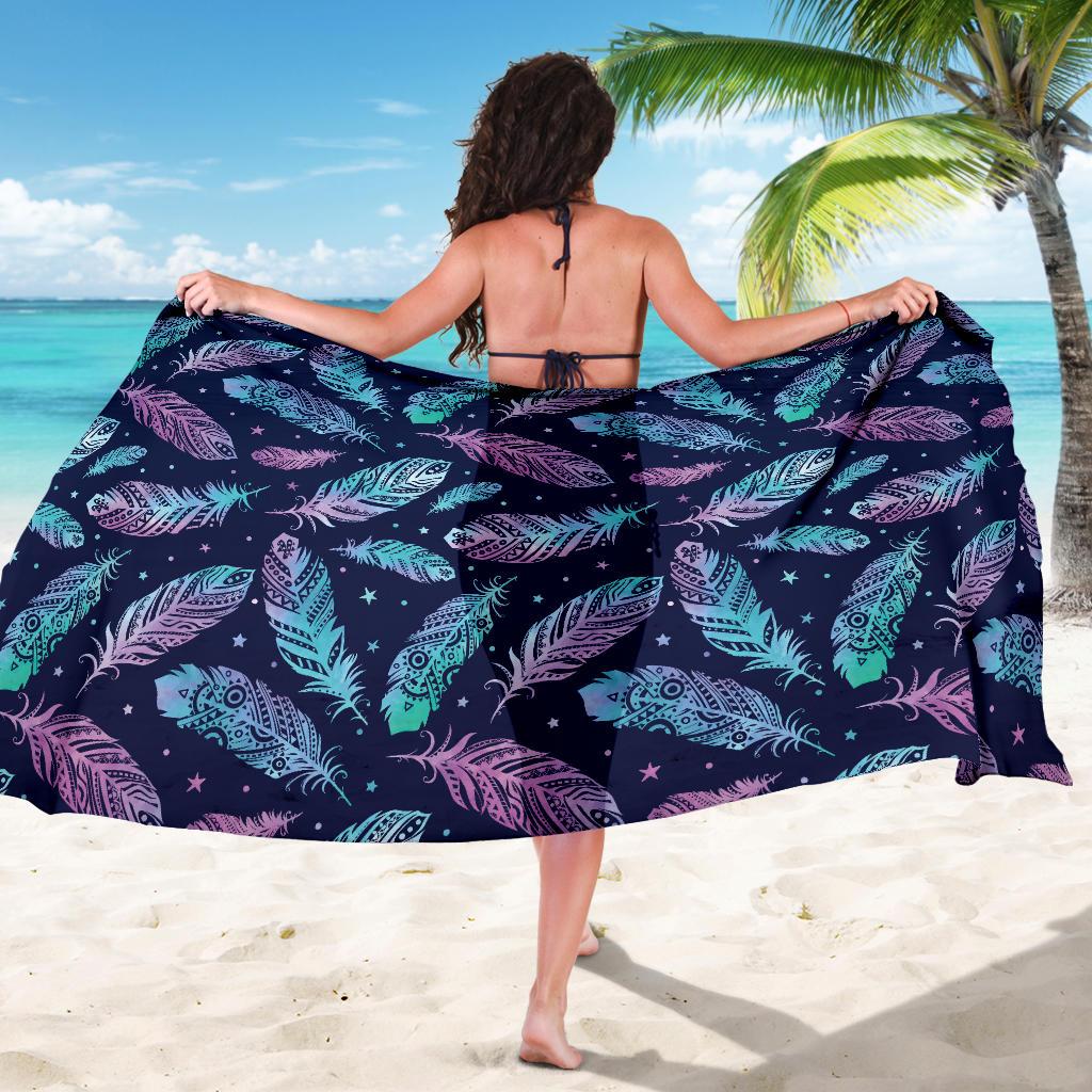 Feather Aztec Design Print Sarong Pareo Wrap