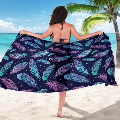 Feather Aztec Design Print Sarong Pareo Wrap