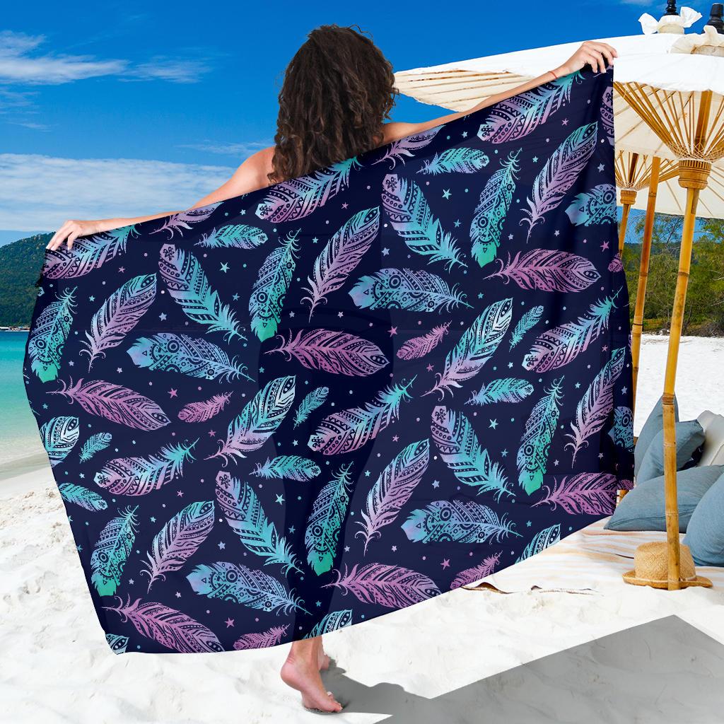 Feather Aztec Design Print Sarong Pareo Wrap