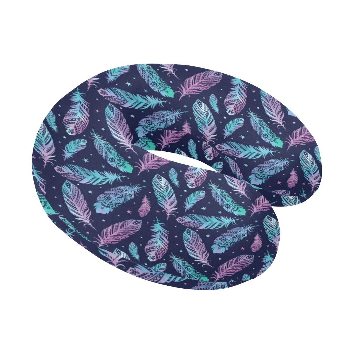 Feather Aztec Design Print U-Shaped Travel Neck Pillow-JTAMIGO.COM