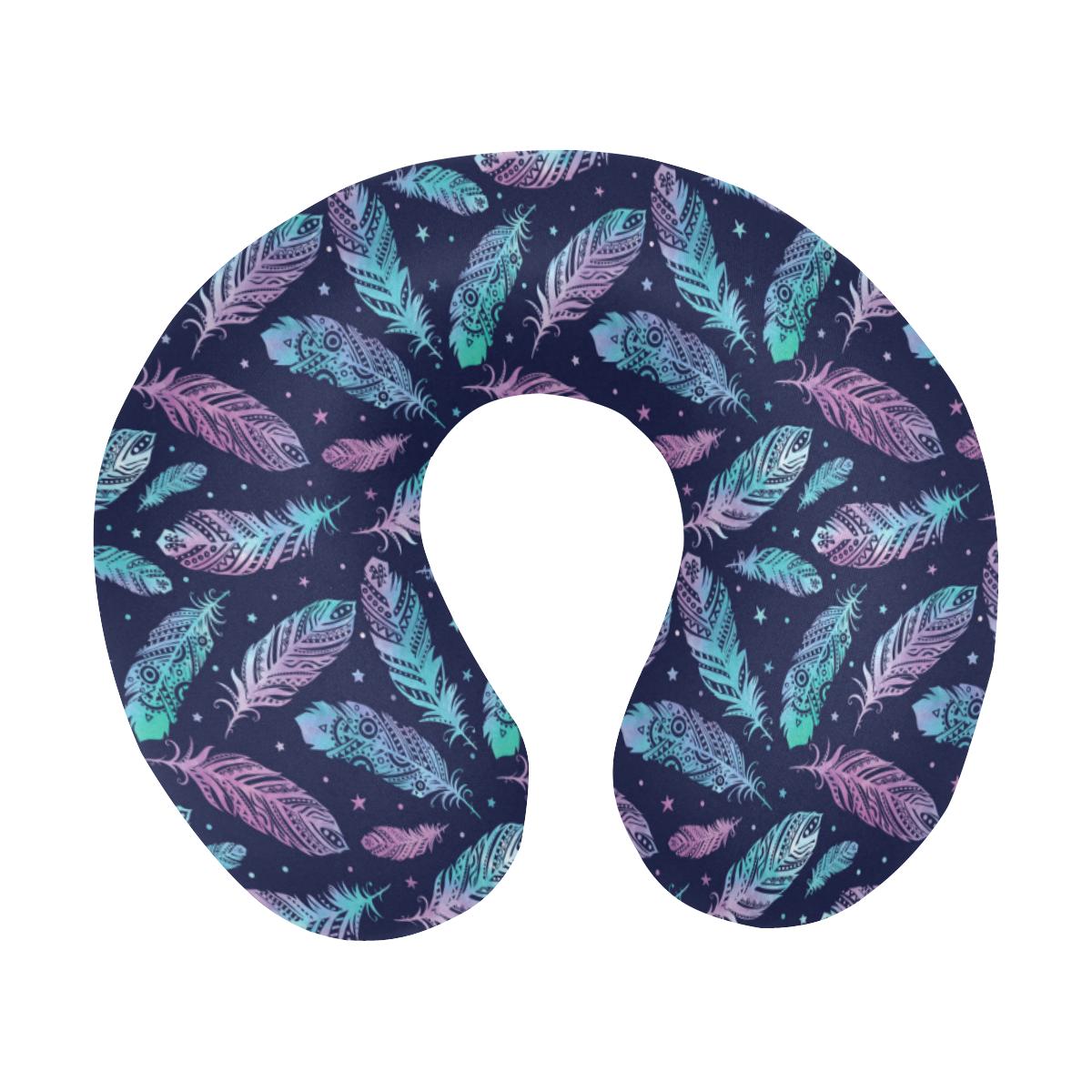 Feather Aztec Design Print U-Shaped Travel Neck Pillow-JTAMIGO.COM