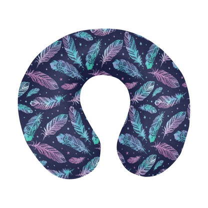 Feather Aztec Design Print U-Shaped Travel Neck Pillow-JTAMIGO.COM