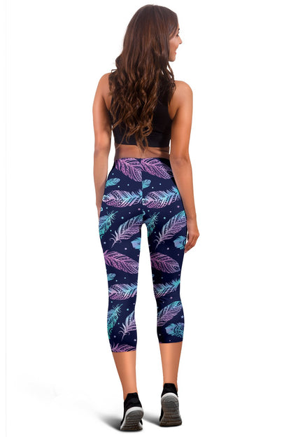 Feather Aztec Design Print Women Capris