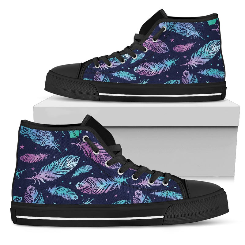 Feather Aztec Design Print Women High Top Shoes