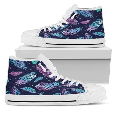 Feather Aztec Design Print Women High Top Shoes