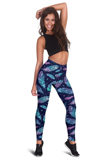 Feather Aztec Design Print Women Leggings