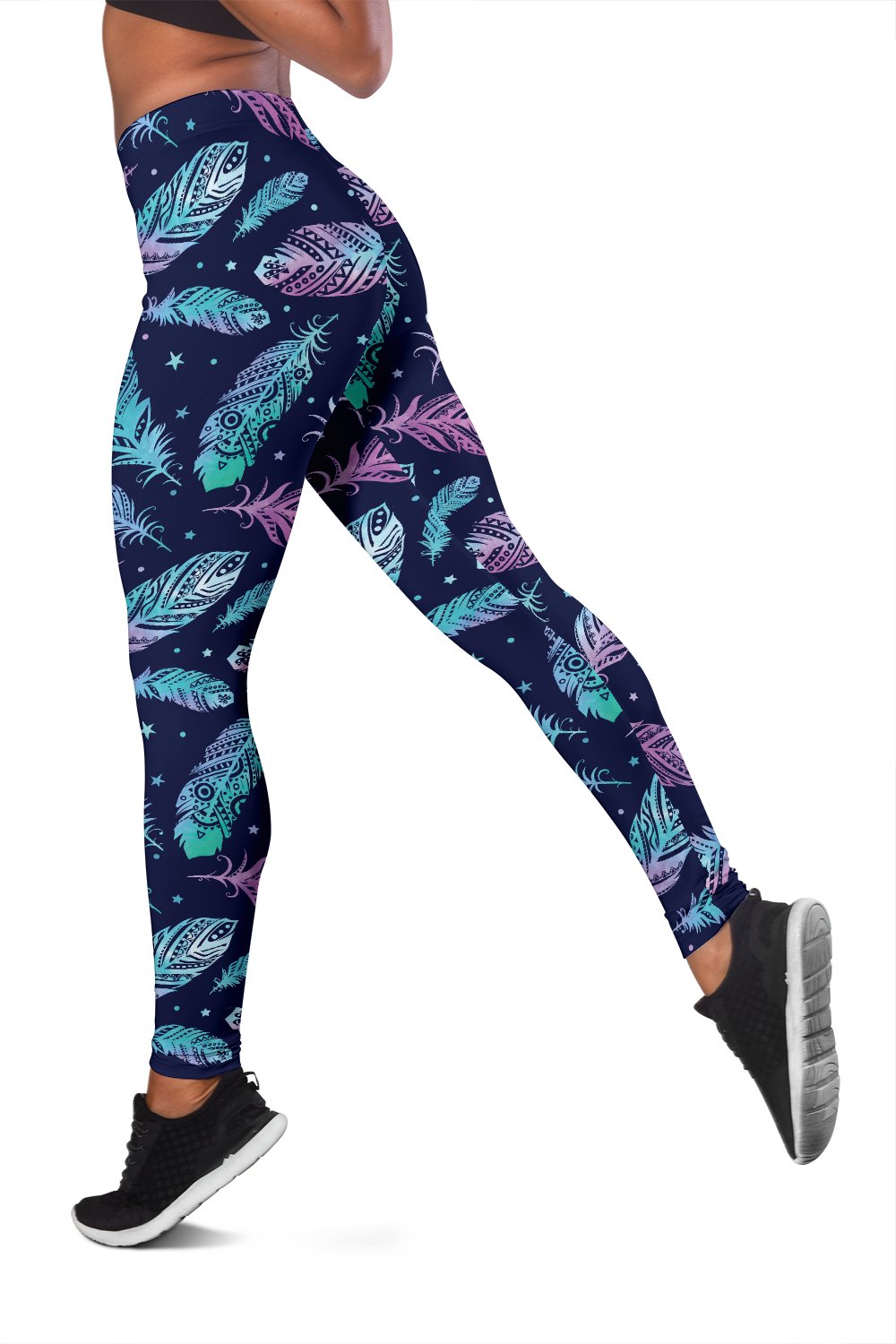 Feather Aztec Design Print Women Leggings