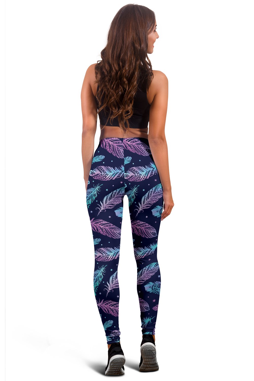 Feather Aztec Design Print Women Leggings