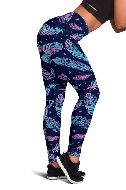 Feather Aztec Design Print Women Leggings