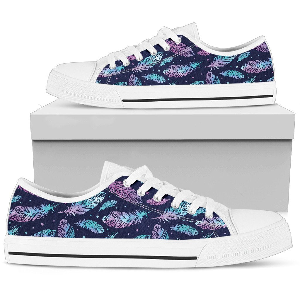 Feather Aztec Design Print Women Low Top Shoes