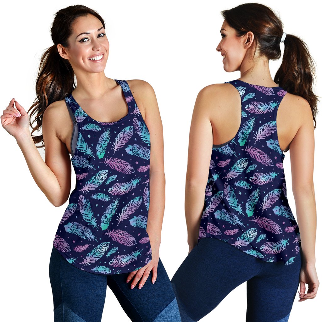 Feather Aztec Design Print Women Racerback Tank Top