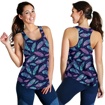Feather Aztec Design Print Women Racerback Tank Top