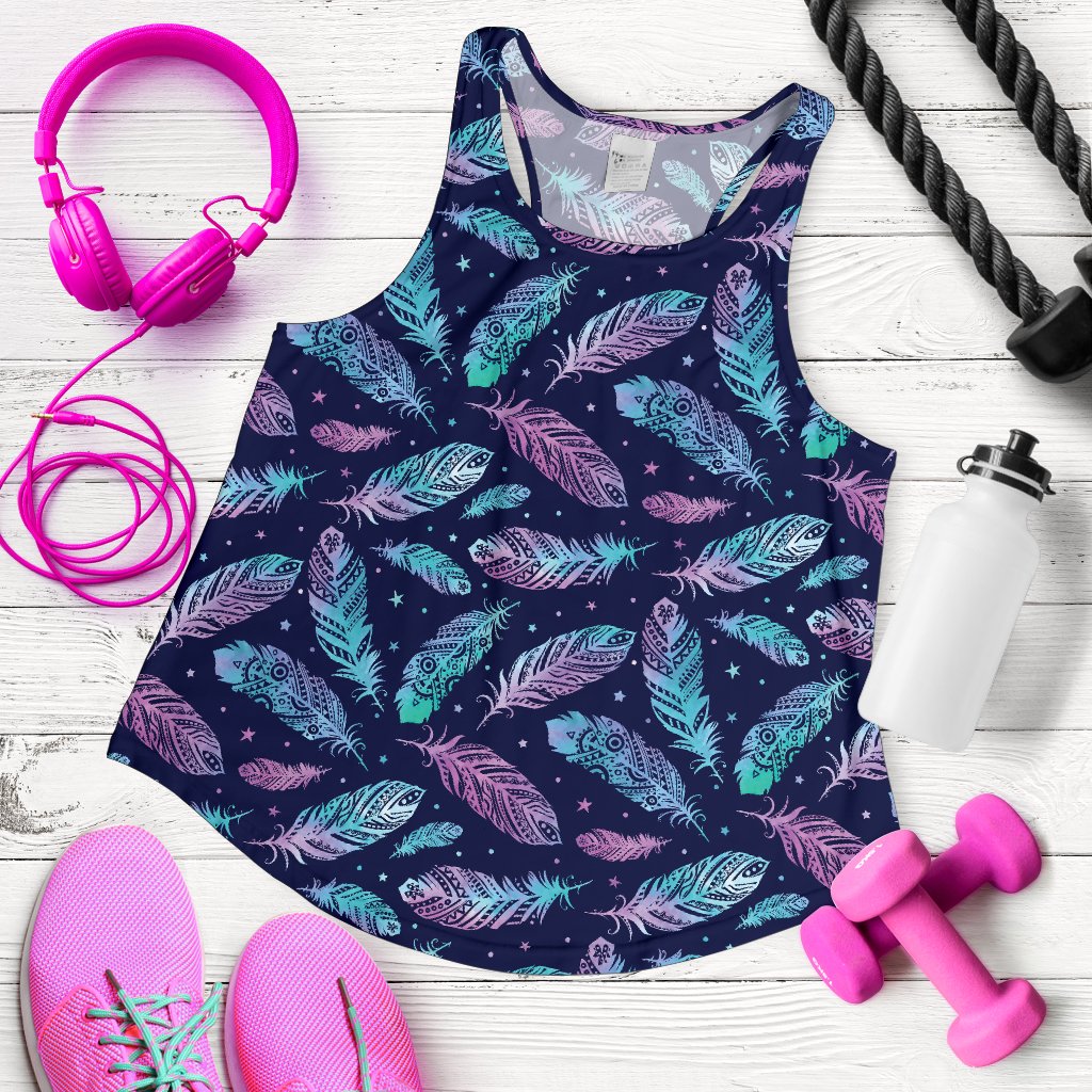 Feather Aztec Design Print Women Racerback Tank Top
