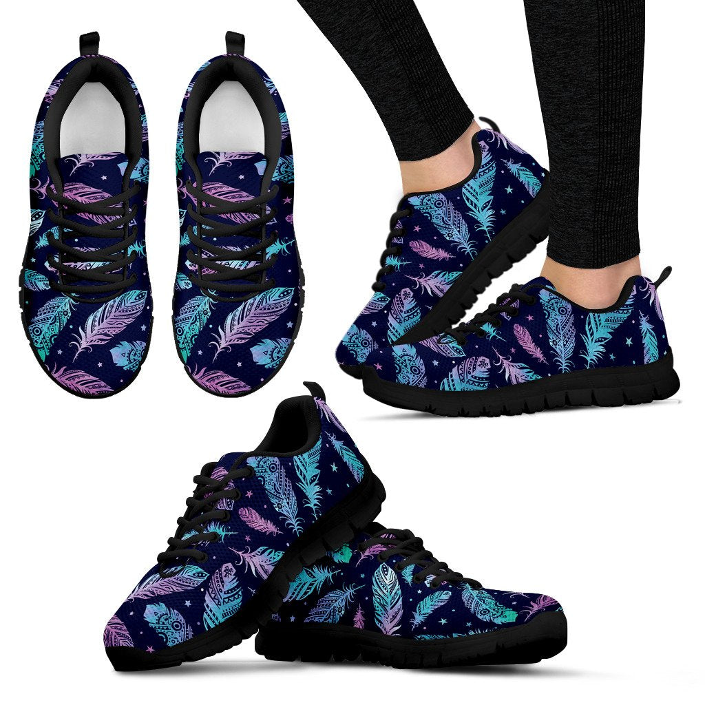 Feather Aztec Design Print Women Sneakers Shoes