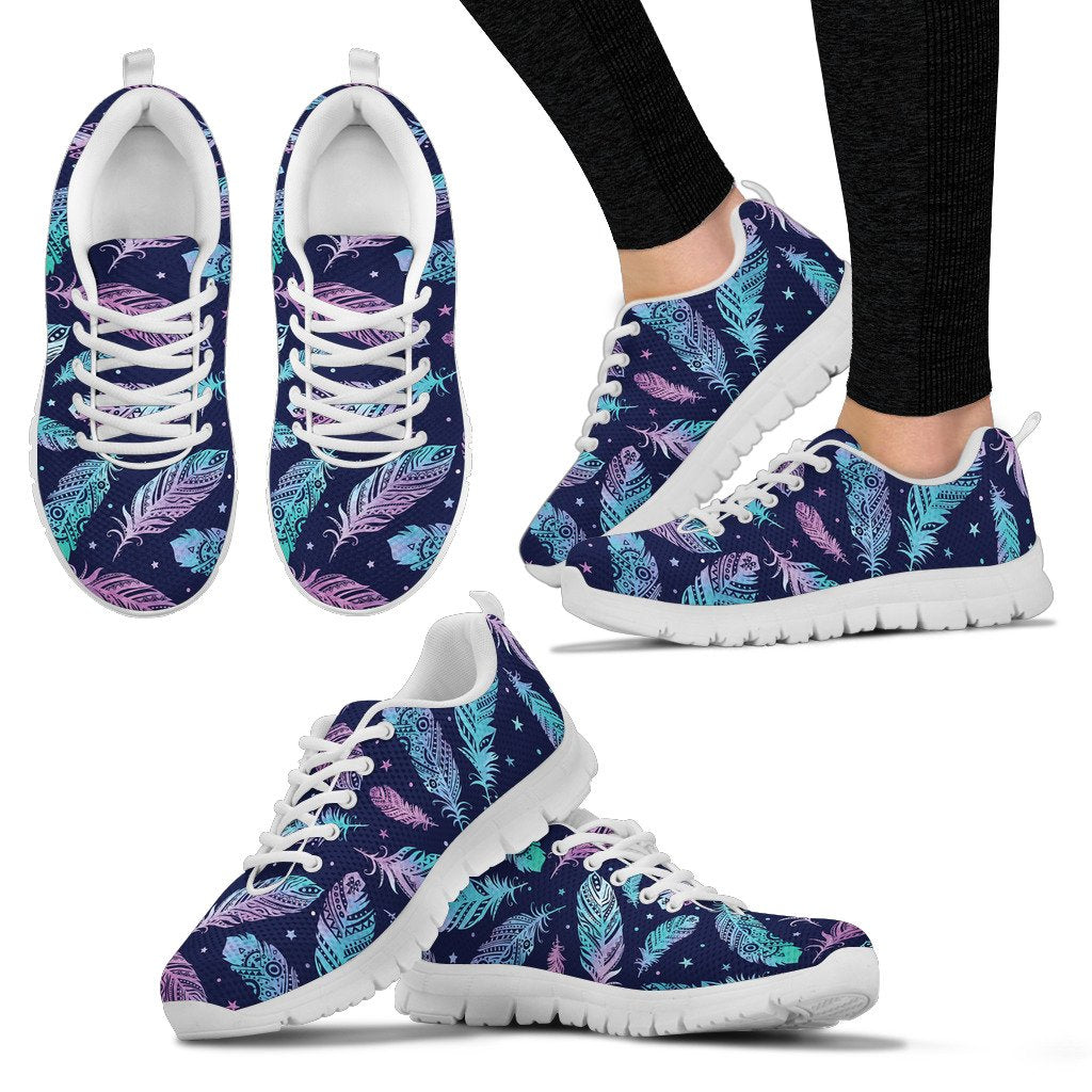 Feather Aztec Design Print Women Sneakers Shoes