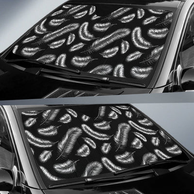 Feather Black White Design Print Car Sun Shade For Windshield