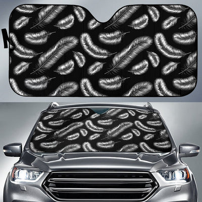 Feather Black White Design Print Car Sun Shade For Windshield