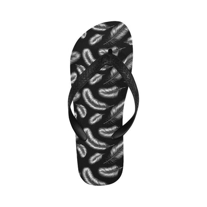 Feather Black White Design Print Flip Flops-JTAMIGO.COM