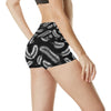 Feather Black White Design Print High Waisted Spandex Shorts-JTAMIGO.COM