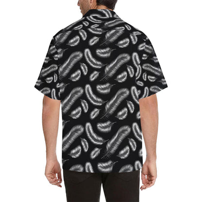 Feather Black White Design Print Men Aloha Hawaiian Shirt