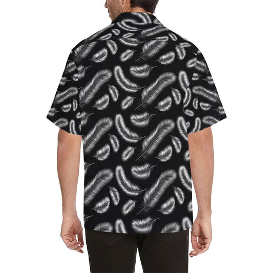 Feather Black White Design Print Men Aloha Hawaiian Shirt