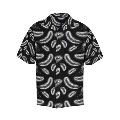 Feather Black White Design Print Men Aloha Hawaiian Shirt