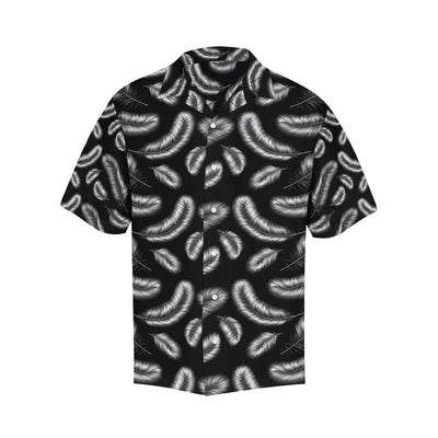 Feather Black White Design Print Men Aloha Hawaiian Shirt