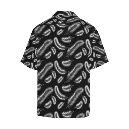 Feather Black White Design Print Men Aloha Hawaiian Shirt