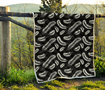 Feather Black White Design Print Premium Quilt-JTAMIGO.COM