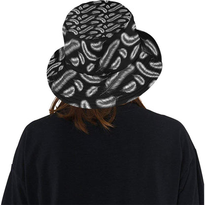 Feather Black White Design Print Unisex Bucket Hat