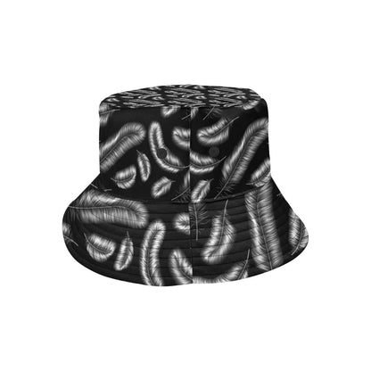 Feather Black White Design Print Unisex Bucket Hat