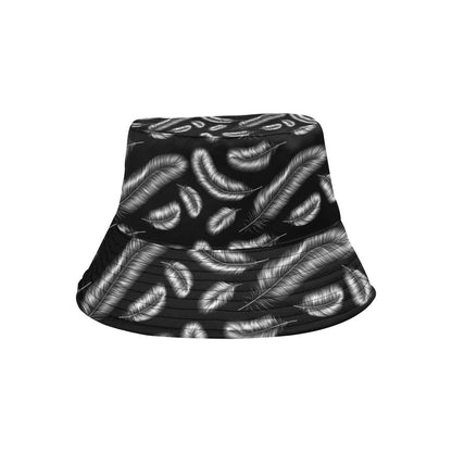 Feather Black White Design Print Unisex Bucket Hat