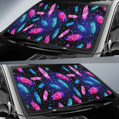 Feather Colorful Boho Design Print Car Sun Shade For Windshield