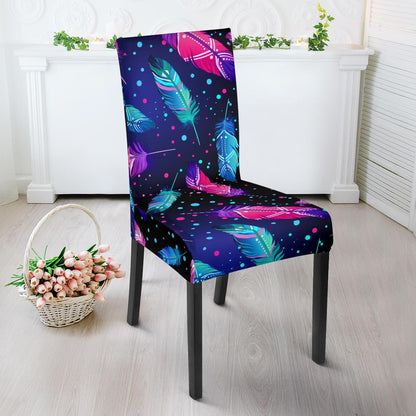 Feather Colorful Boho Design Print Dinning Chair Slipper-JTAMIGO.COM
