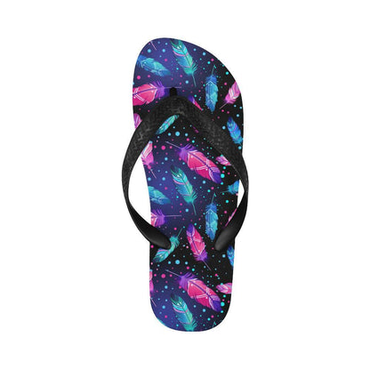 Feather Colorful Boho Design Print Flip Flops-JTAMIGO.COM