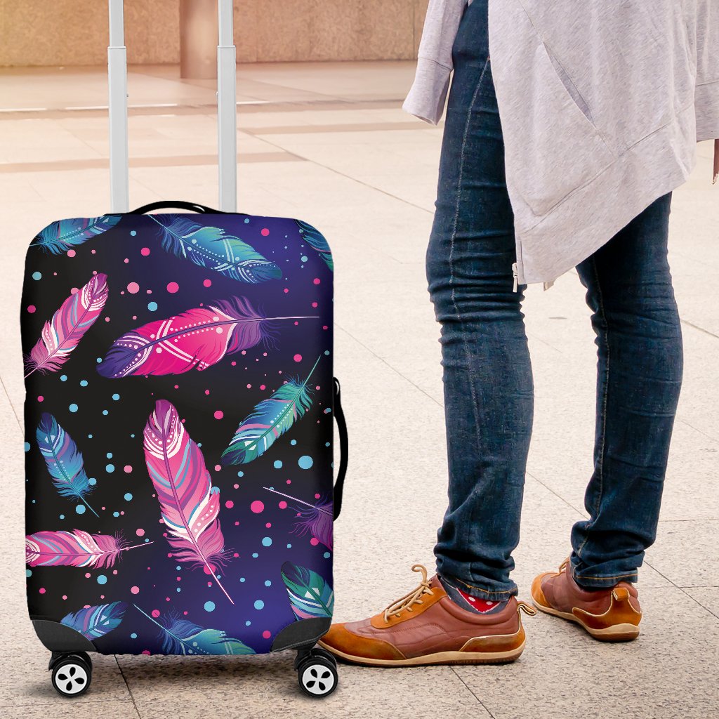 Feather Colorful Boho Design Print Luggage Cover Protector