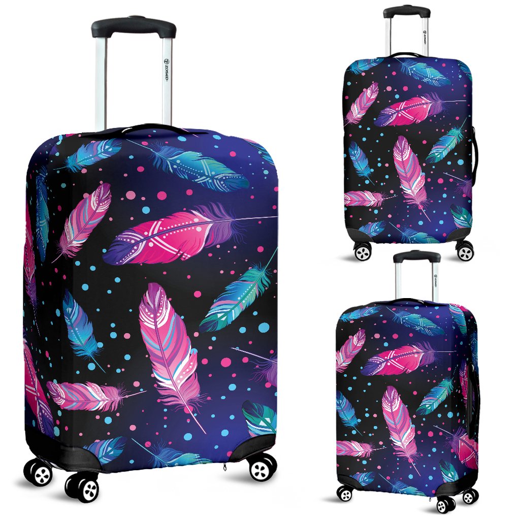 Feather Colorful Boho Design Print Luggage Cover Protector