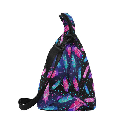 Feather Colorful Boho Design Print Neoprene Lunch Bag (Model 1669)(Large)-JTAMIGO.COM