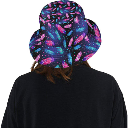 Feather Colorful Boho Design Print Unisex Bucket Hat